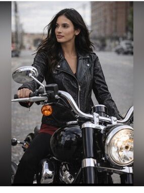 American Eagle  faux leather motto biker jacket